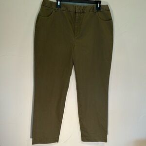Soft surroundings olive green straight leg pants size 16
